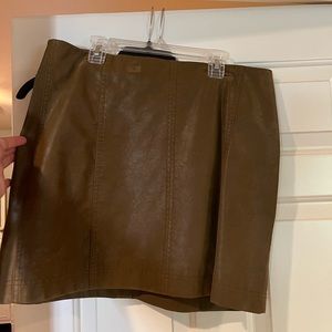 Free People Dark Green Leather/suede mini skirt!
